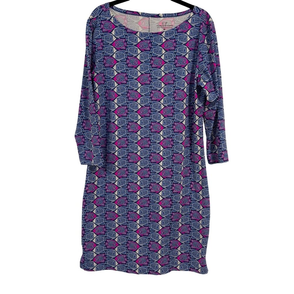 Vineyard Vines Performance Fabric Angelfish Blue Pink Dress Size M